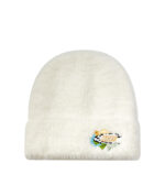 custom embroidered logo fuzzy knit beanie