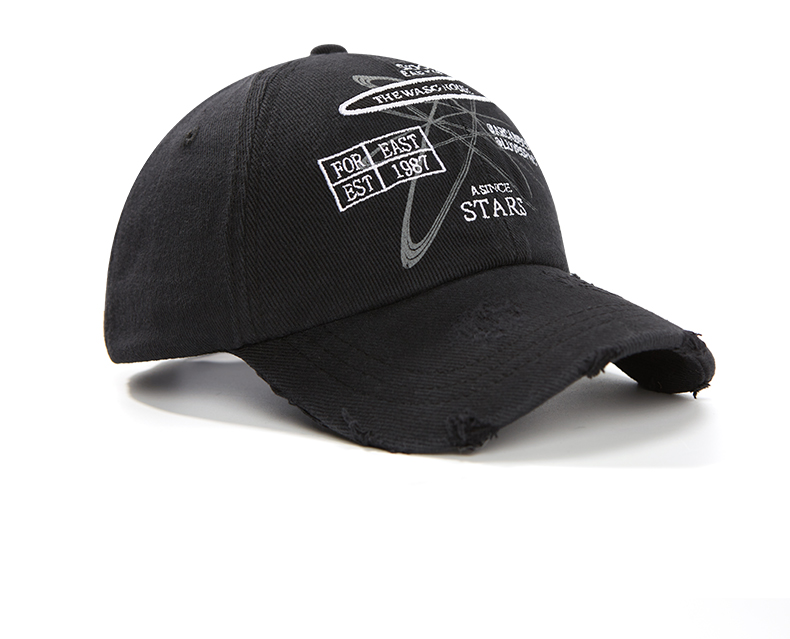 custom ripped frayed distressed embroidered baseball cap