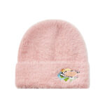 custom embroidered logo fuzzy knit beanie