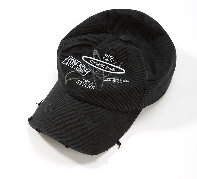 custom ripped frayed distressed embroidered baseball cap