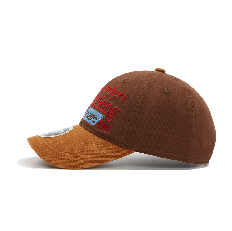 custom color contrast letter embroidery baseball cap with color block brim