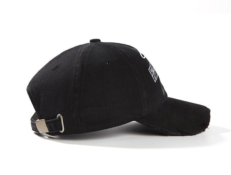 custom ripped frayed distressed embroidered baseball cap