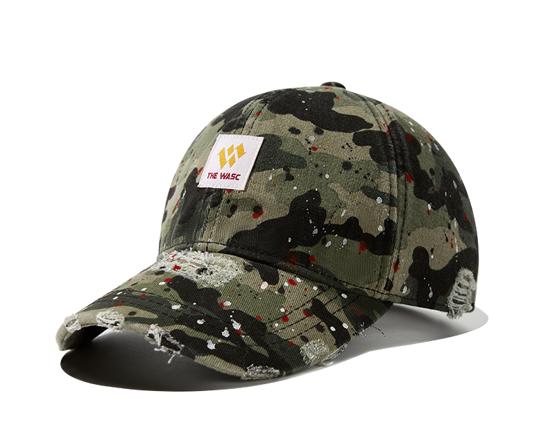 custom ink splatter ripped frayed distressed baseball cap