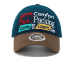 custom color contrast letter embroidery baseball cap with color block brim