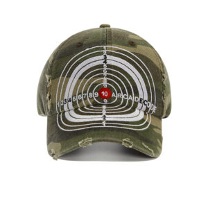 custom bullseye design ripped frayed distressed baseball cap