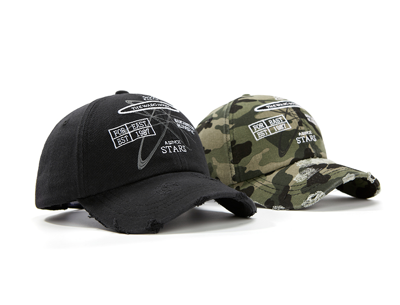 custom ripped frayed distressed embroidered baseball cap