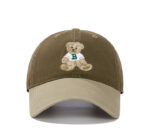 custom color block bear embroidery baseball cap