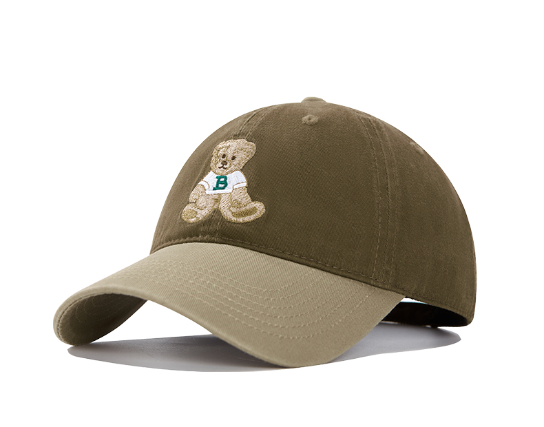 custom color block bear embroidery baseball cap