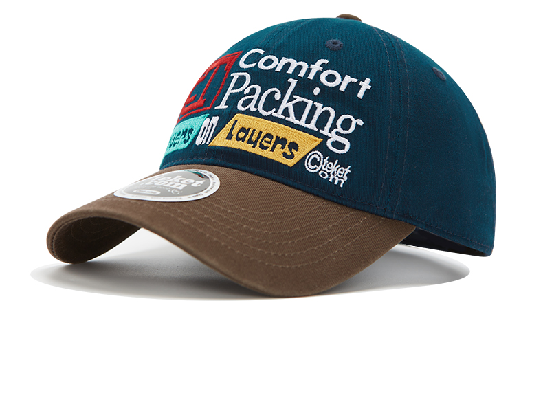 custom color contrast letter embroidery baseball cap with color block brim