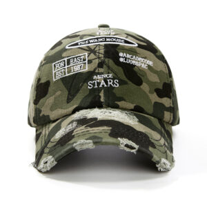 custom ripped frayed distressed embroidered baseball cap