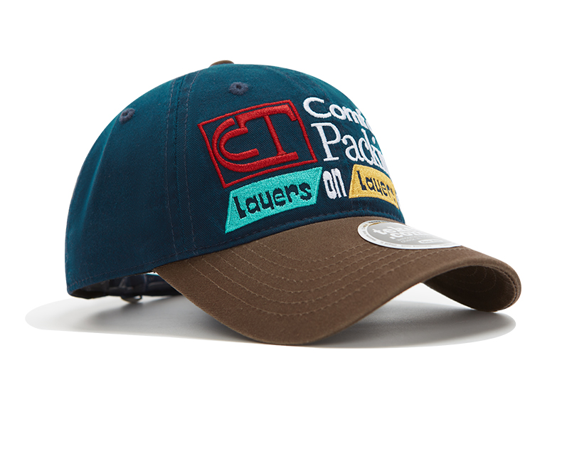 custom color contrast letter embroidery baseball cap with color block brim