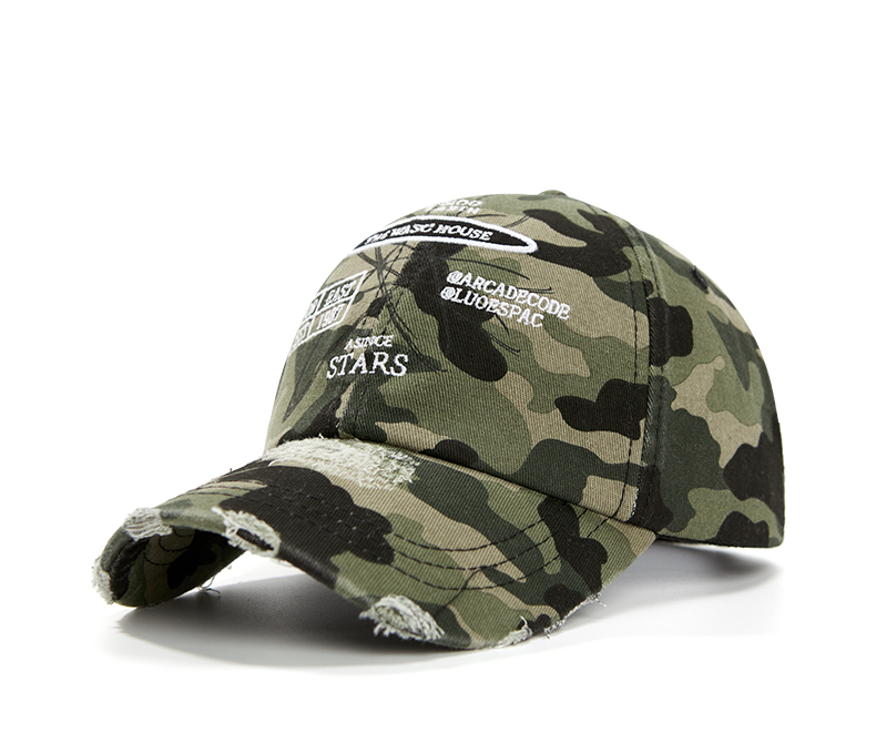 custom ripped frayed distressed embroidered baseball cap