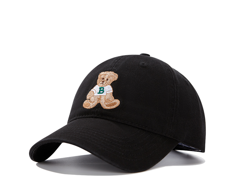 custom color block bear embroidery baseball cap