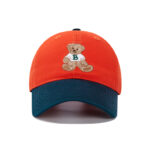 custom color block bear embroidery baseball cap