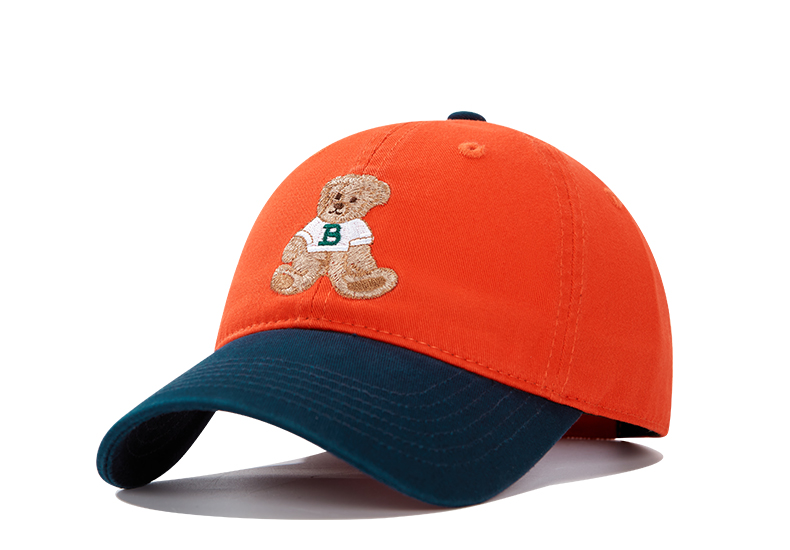 custom color block bear embroidery baseball cap