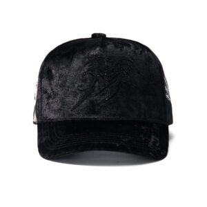 custom black velvet rhinestone embroidered baseball cap