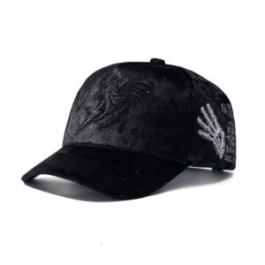 custom black velvet rhinestone embroidered baseball cap